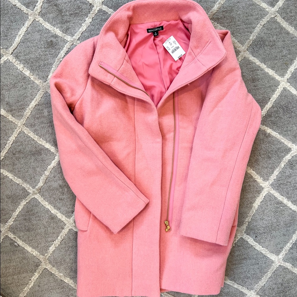 J.Crew Pink Cocoon Mercantile Wool City Fresh Rose Coat Size 8, NWT